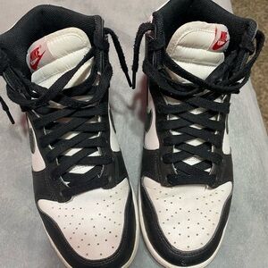Nike Black and White Sneakers with Red Logo